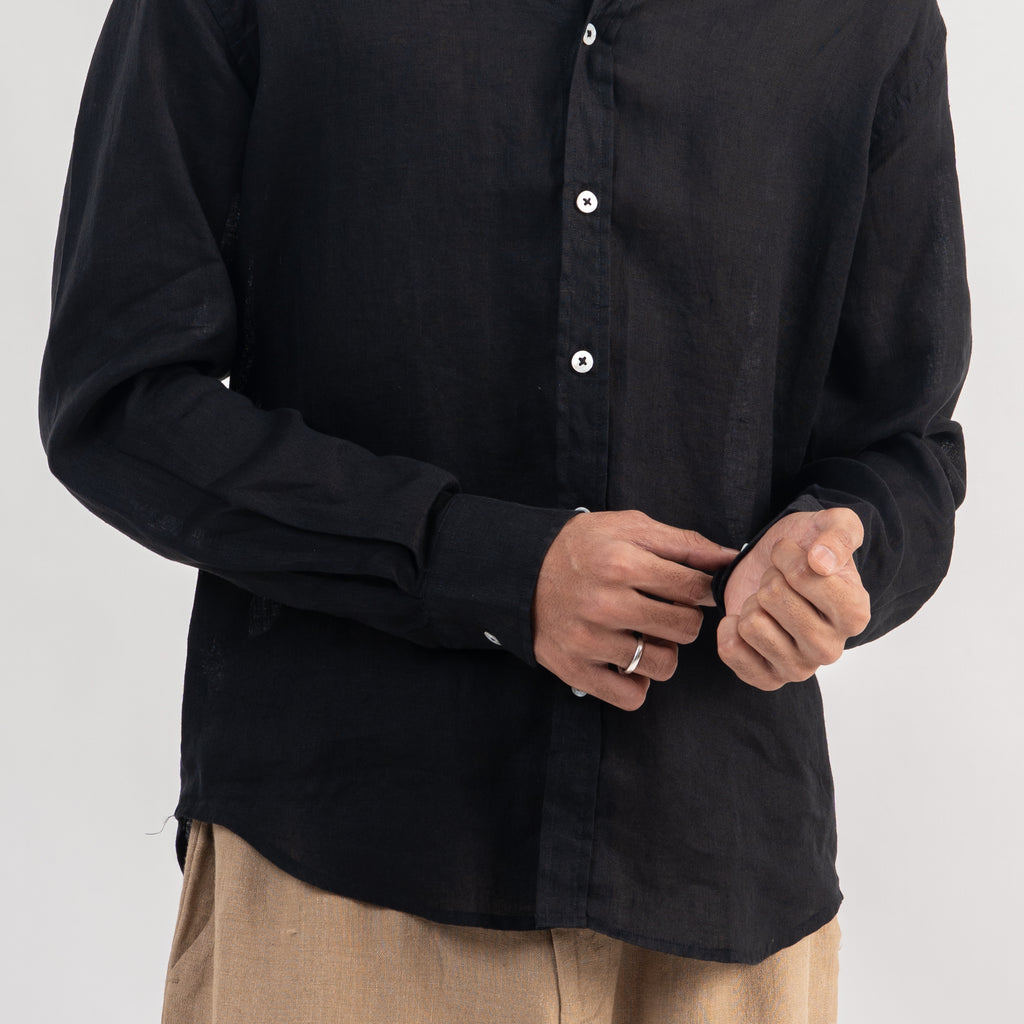 PREMIUM 100% LINEN SHIRT -  NOIR (BLACK)