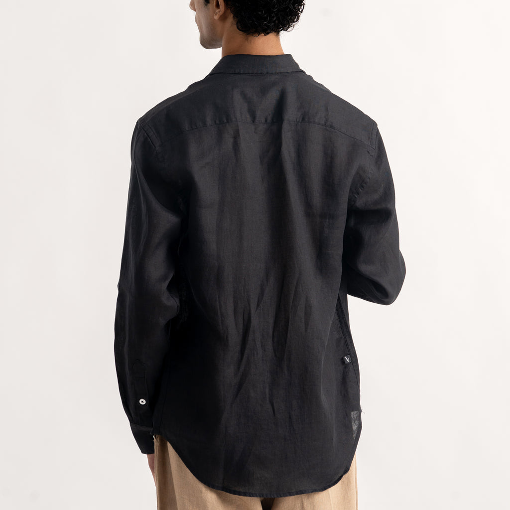 PREMIUM 100% LINEN SHIRT -  NOIR (BLACK)
