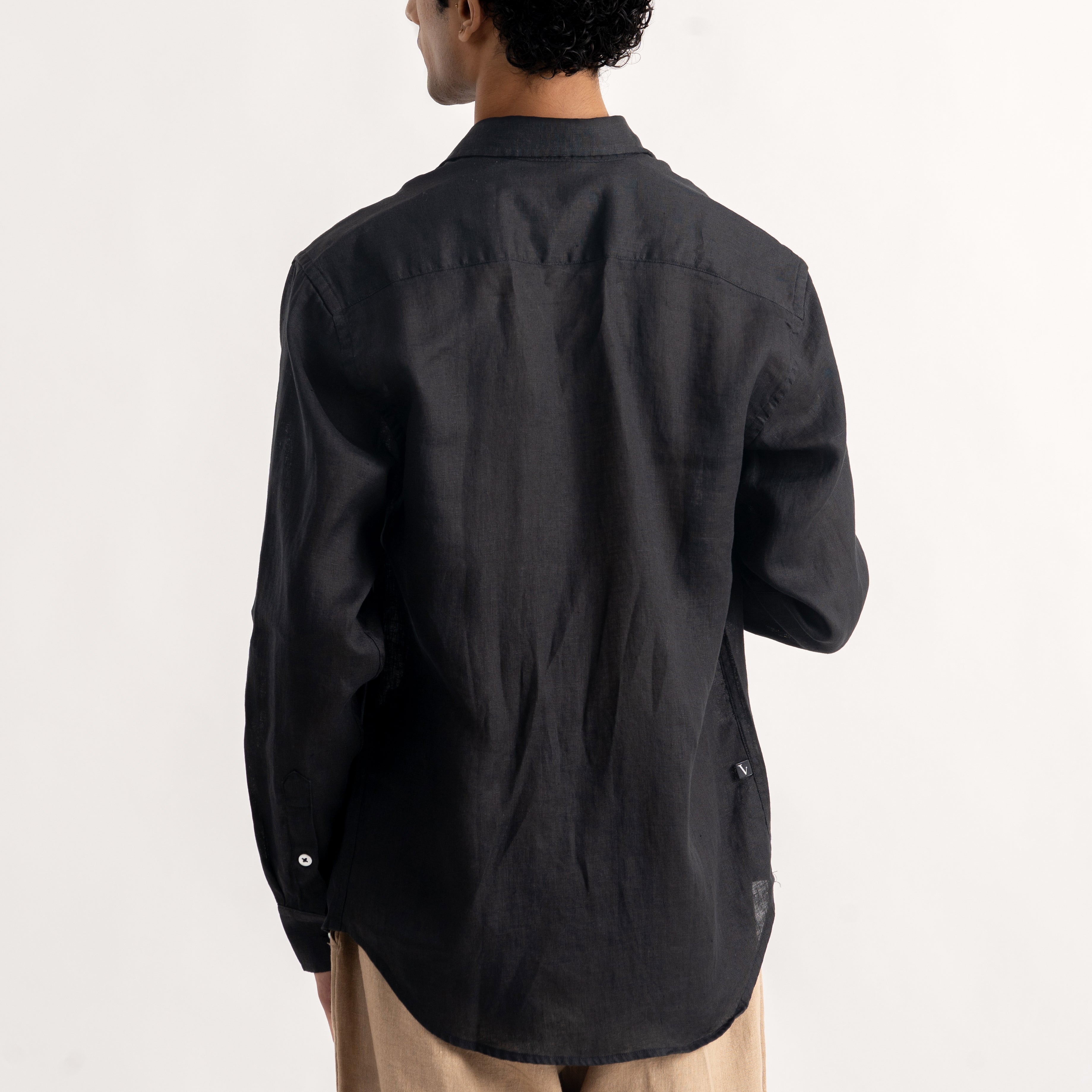 PREMIUM 100% LINEN SHIRT -  NOIR (BLACK)