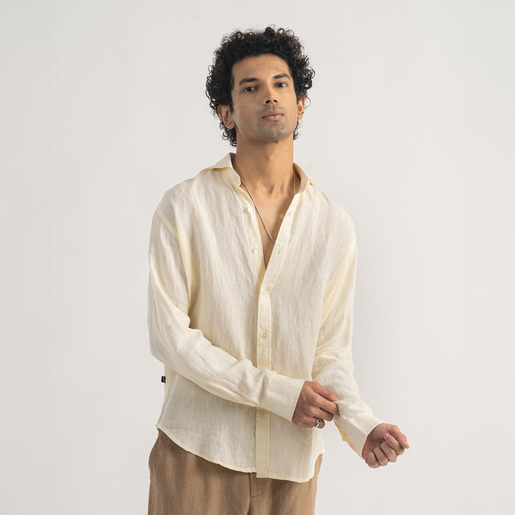 PREMIUM 100% LINEN SHIRT – JAUNE PÂLE (LIGHT YELLOW)