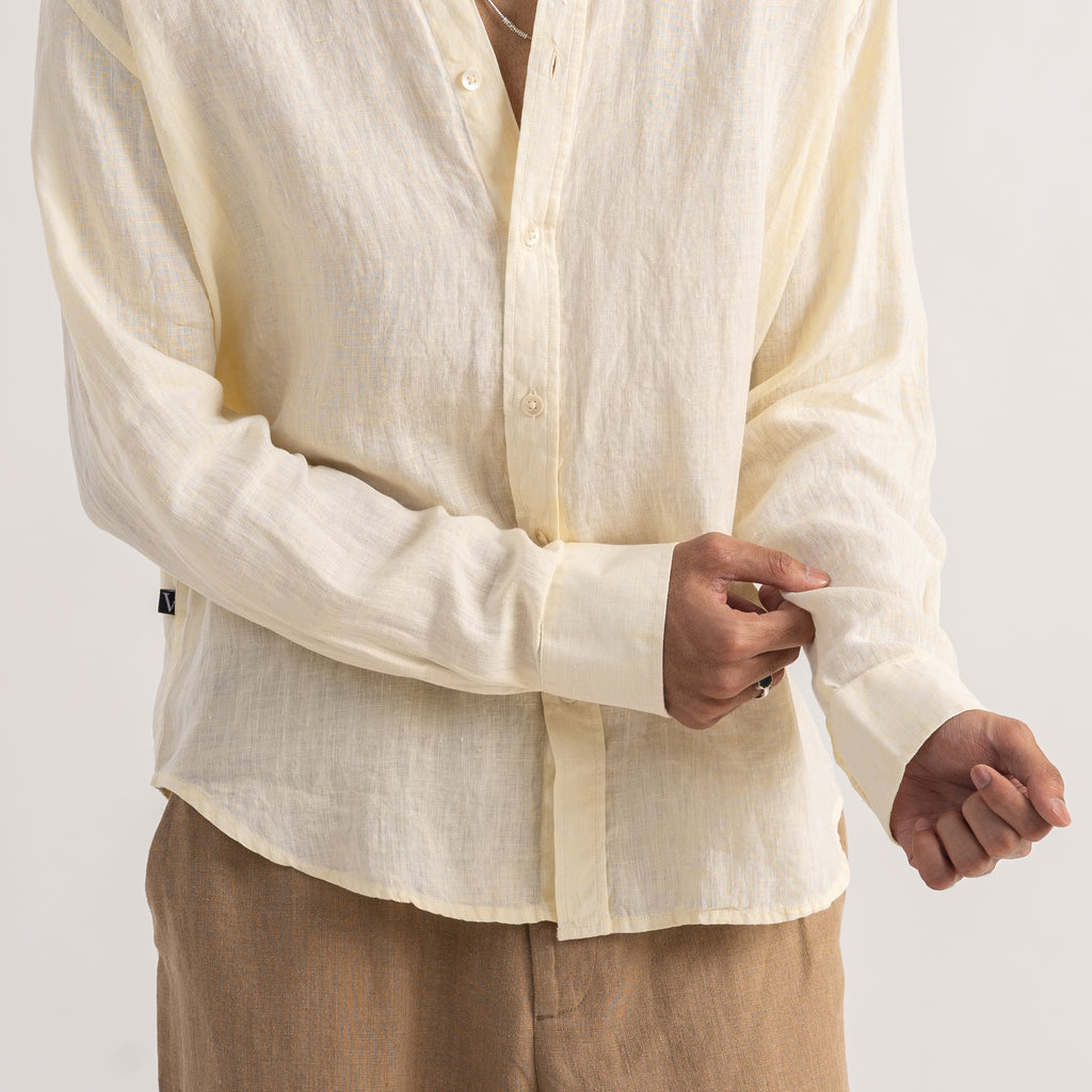 PREMIUM 100% LINEN SHIRT – JAUNE PÂLE (LIGHT YELLOW)