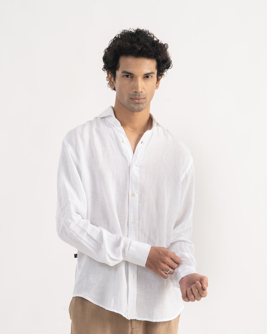 100% LINEN SHIRT -  White