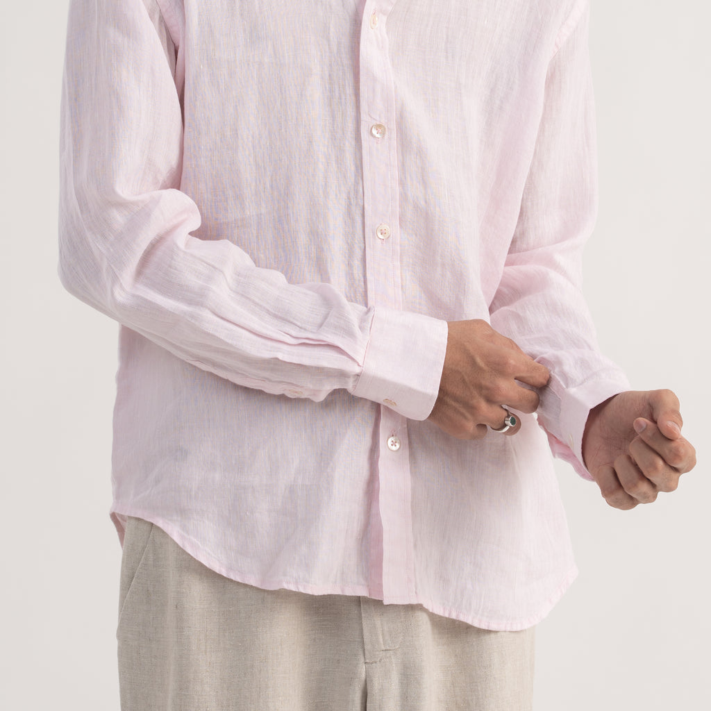 PREMIUM 100% LINEN SHIRT – ROSE POUDRÉ (LIGHT PINK)