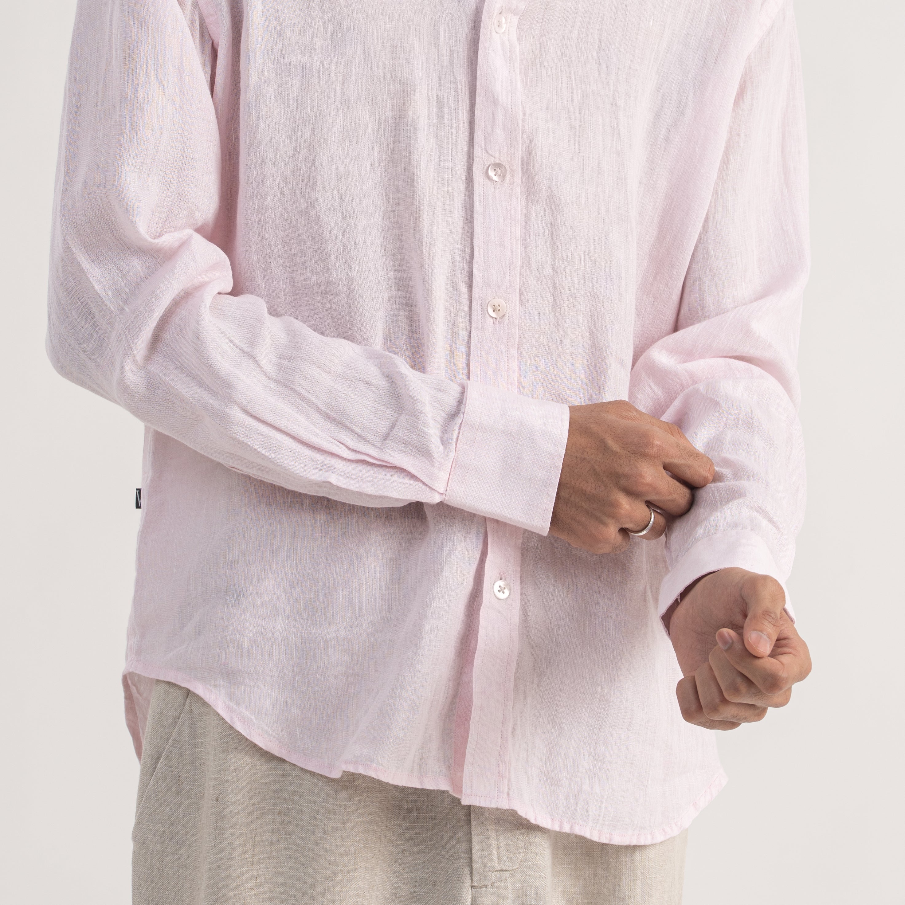 PREMIUM 100% LINEN SHIRT – ROSE POUDRÉ (LIGHT PINK)