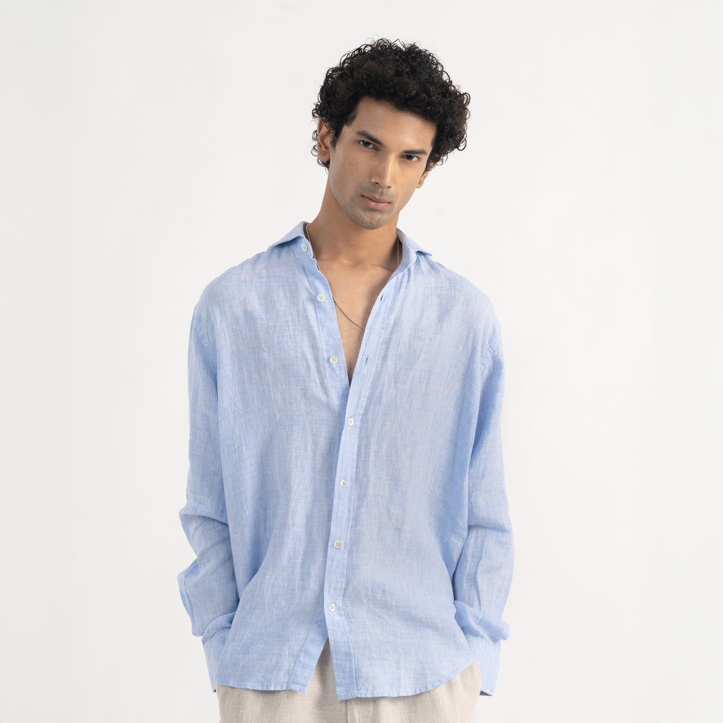 PREMIUM 100% LINEN SHIRT – BLEU CIEL (LIGHT BLUE)