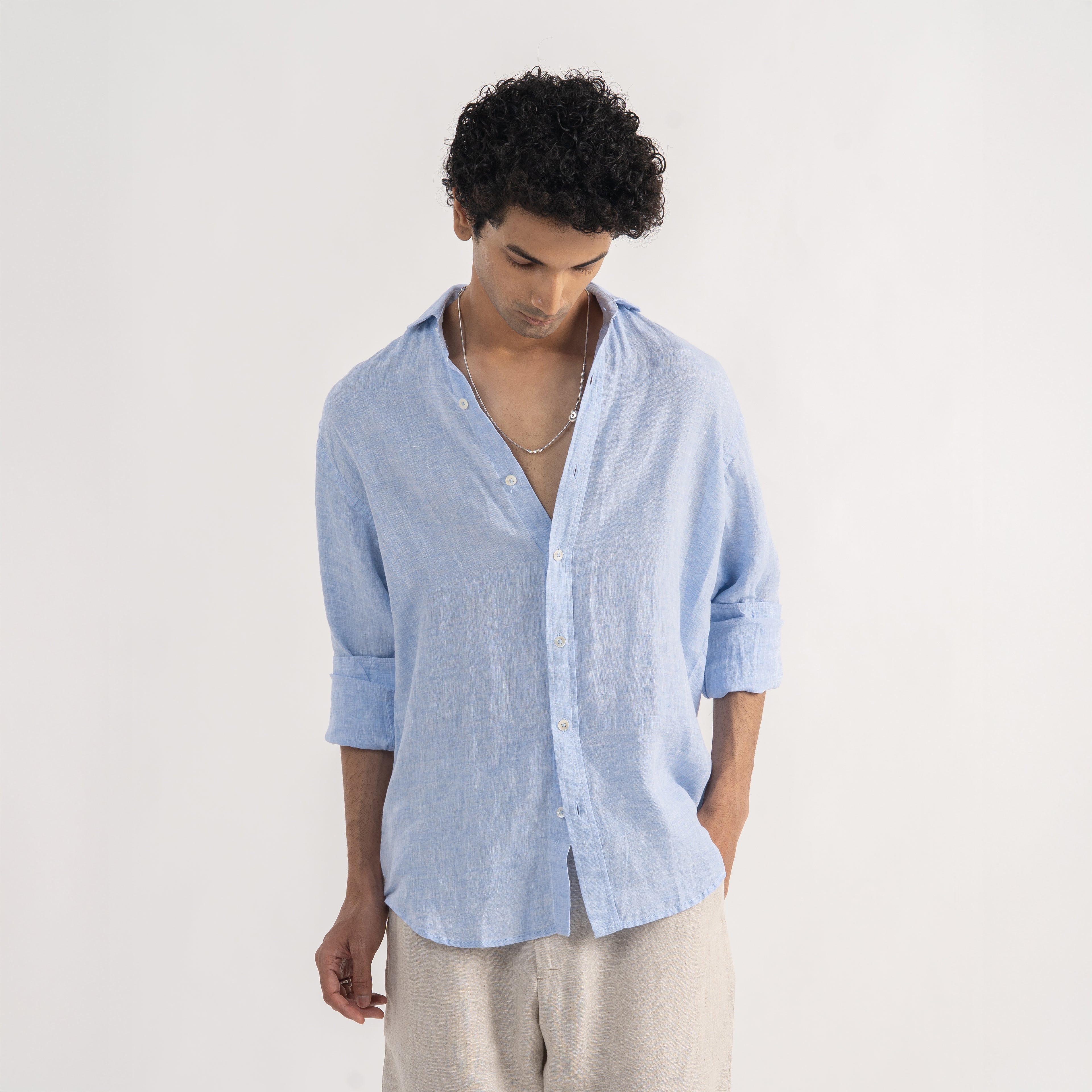 PREMIUM 100% LINEN SHIRT – BLEU CIEL (LIGHT BLUE)