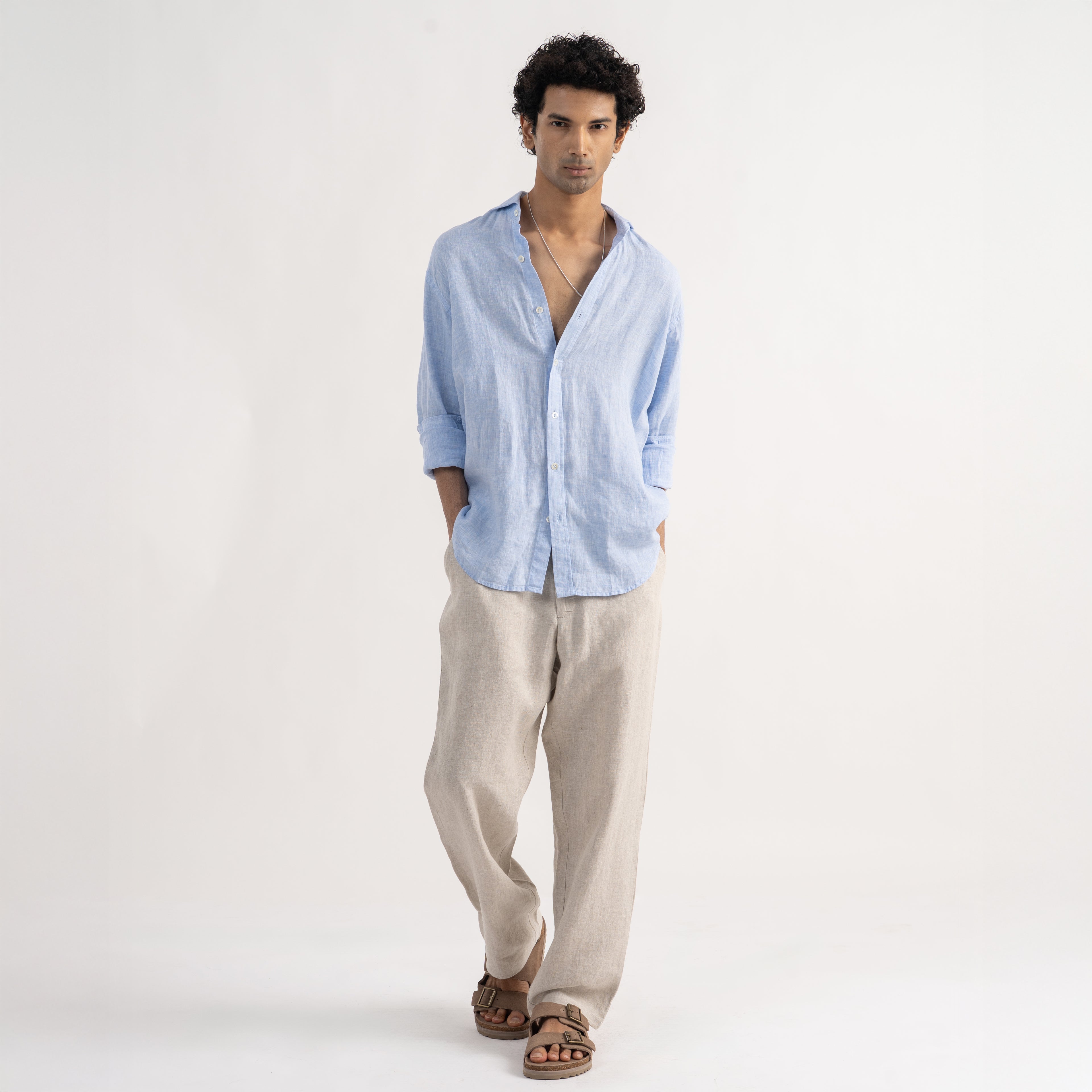 PREMIUM 100% LINEN SHIRT – BLEU CIEL (LIGHT BLUE)