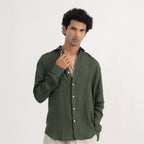 PREMIUM 100% LINEN SHIRT – VERT FONCÉ (DARK GREEN)