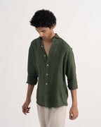 PREMIUM 100% LINEN SHIRT – VERT FONCÉ (DARK GREEN)