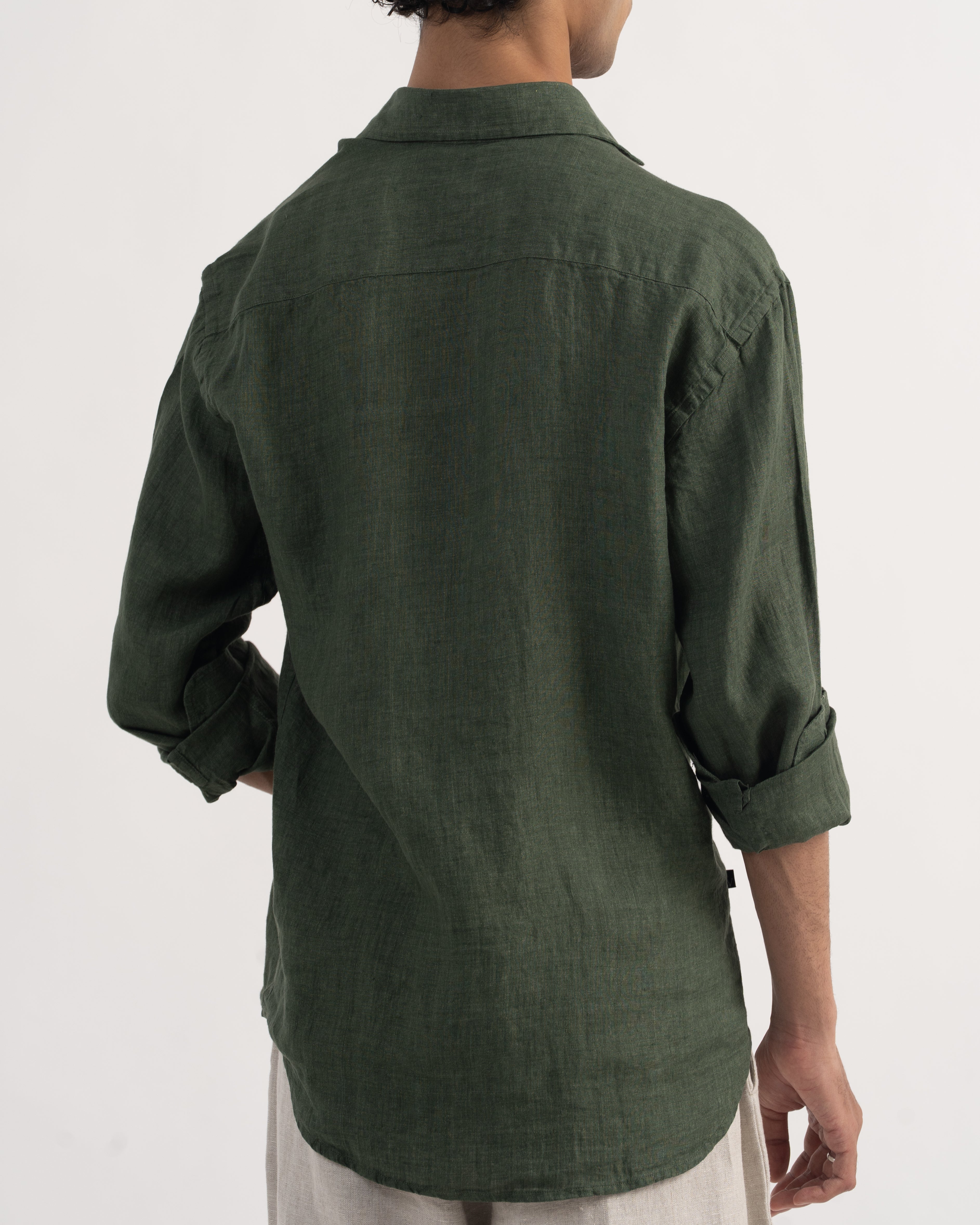 PREMIUM 100% LINEN SHIRT – VERT FONCÉ (DARK GREEN)